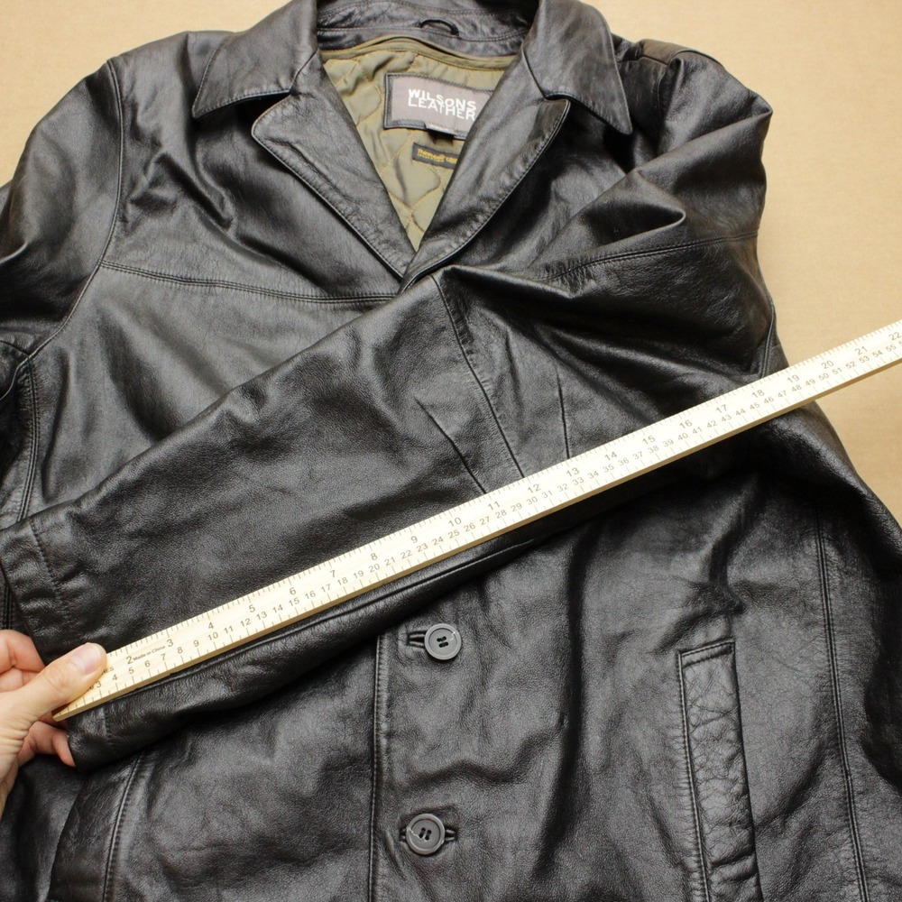 Vintage Wilsons Leather Car Coat Mens 2XLT Black 3M Thinsulated Removable Liner - Picture 5 of 8